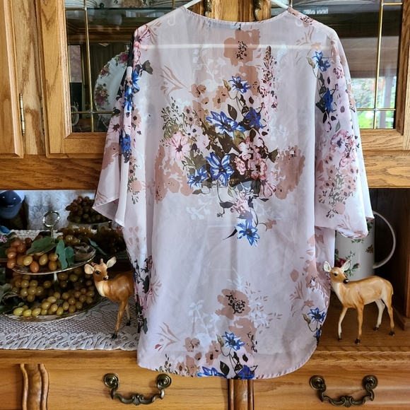 FEITONG OPEN LAPEL FLORAL KIMONO CARDIGAN.. - Picture 2 of 5